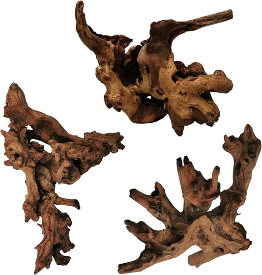 Hamiledyi 3 Pcs Natural Driftwood for Aquarium 7-12 Inch Driftwood Branches Bearded Dragon Accessories Reptiles Aquarium Decoration Assorted Size Natural Habitat Decor Wood for Lizad