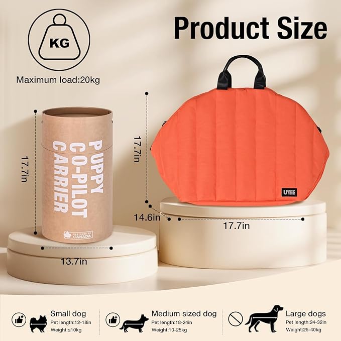 UTEE Dog Carrier for Medium Dogs, Fits Medium Over 20lbs – 3-in-1 Car Seat, Pet Travel Bag & Sling Bed | Ideal for Corgi, Shiba Inu, French Bulldog, Beagle | Washable & Stylish Travel Carrier