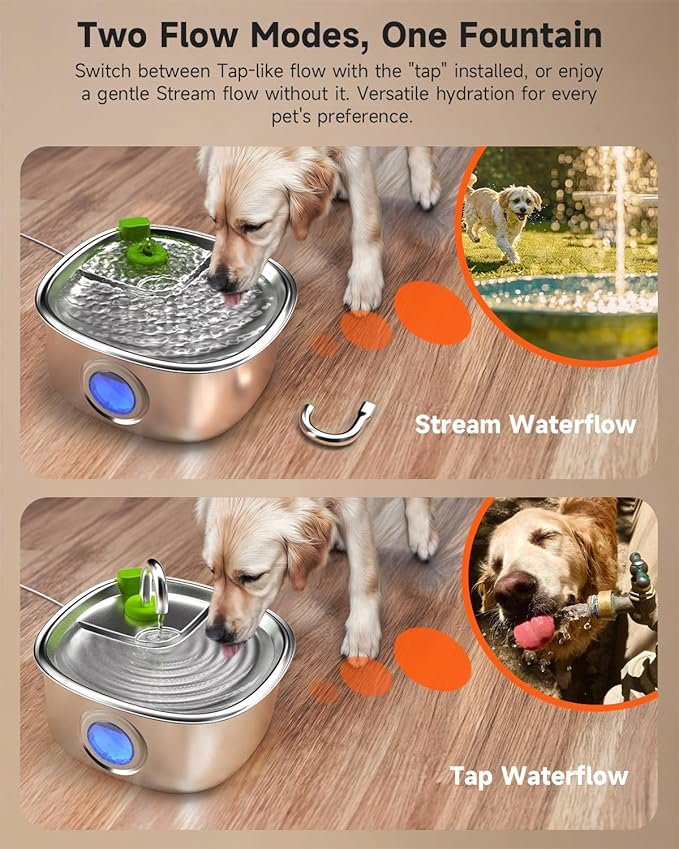 3L Automatic Cat Feeder,5G & 2.4G Wi-Fi Timed Cat Food Dispenser, 1-10 Meals Per Day+Stainless Steel Dog Water Fountain 7L,Dog Water Dispenser