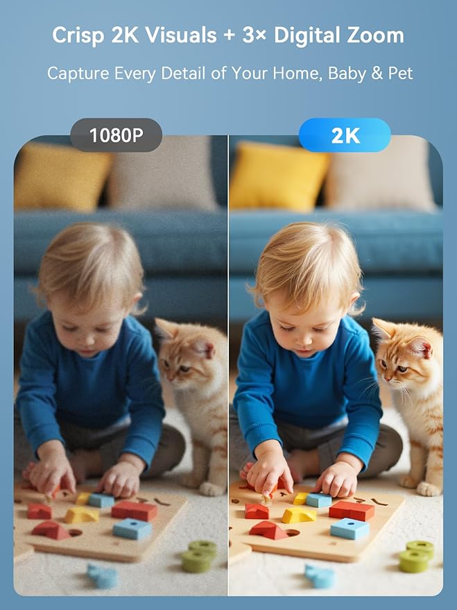 Outinput Indoor Security Camera 2K WiFi Cam丨Home Security, Baby Monitor, Pet Camera丨Smartphone Control, Instant Alert, Motion Detect, Night Vision, Cloud&Local Storage, Share to Family