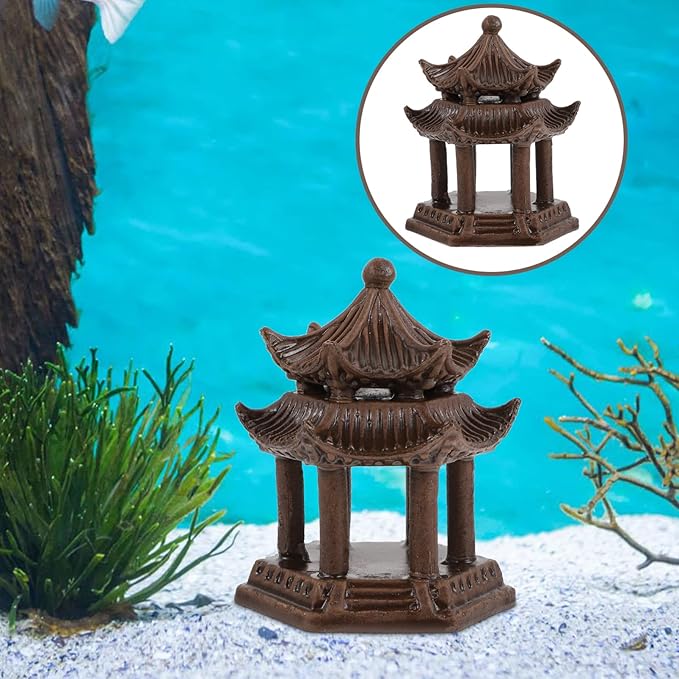 Japanese Home Decor Aquarium Ceramic Mini Decoration: Miniature Pagoda Statue Figurine Fish Tank Buddhist Landscape Decoration Asian Zen Garden Desktop Decor Sand Tray Miniatures