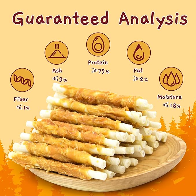 Jungle Calling Dog Treats, Chicken Wrapped Rawhide Sticks Dog Chews, Rawhide Chewy Training Snacks for Small, Medium & Large Dogs, 2 lbs (3 Packs)
