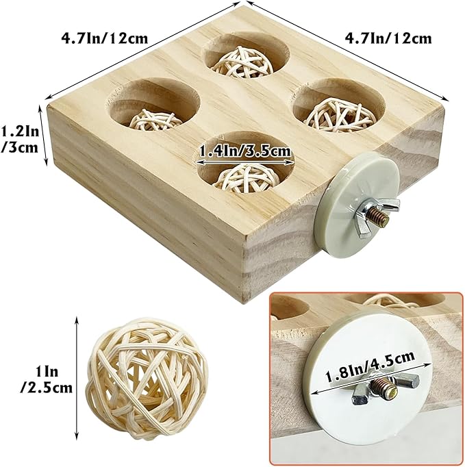 Hamiledyi Small Bird Foraging Toys,Wood Interactive Parakeet Toys for Cage, Bird Enrichment Toys for Conure Slow Feeder, Budgie Cage Toys Puzzle, Parrot Toys for Lovebirds Small Sized Birds(Medium)