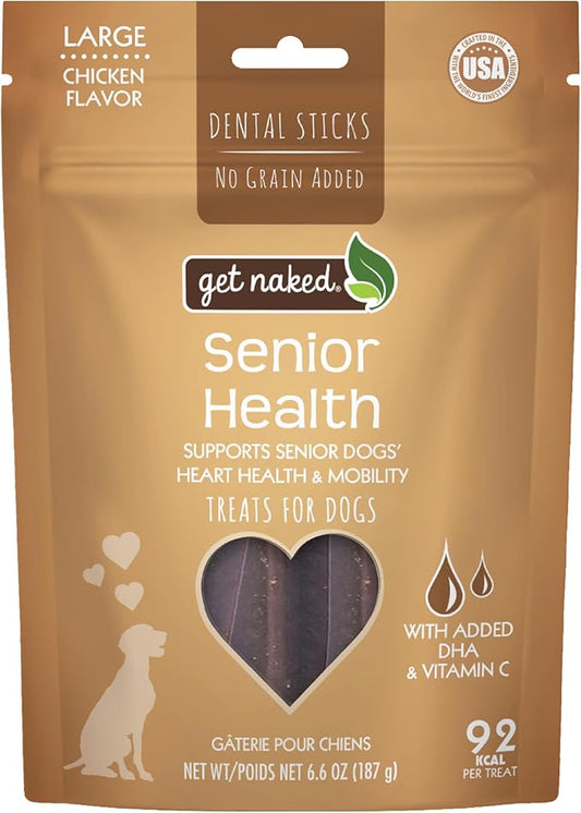 Get Naked Dental Sticks Grain-Free Chicken Flavor Dog Treats, Senior Health Large 6.6-oz Bag