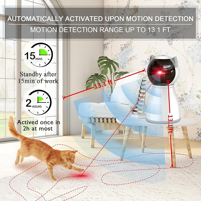 Laser Cat Toys for Indoor Cats,The 4th Generation Real Random Trajectory Motion Activated Rechargeable Automatic Cat Laser Toy,Interactive Cat Toys for Bored Indoor Adult