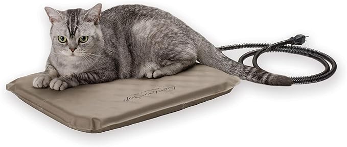 K&H Pet Products Lectro-Soft Orthopedic Outdoor Heated Cat Bed for Outdoor Cat Houses, Automatic Warming Pad, Soft and Flexible, Waterproof, Washable Cover - Small 18 X 14in Tan 20W (Pack of 6)