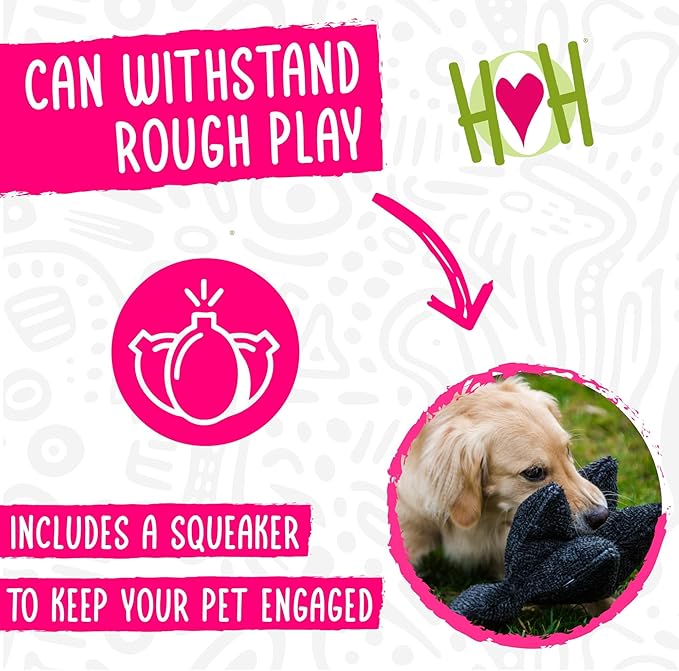 HuggleHounds Plush Dog Toy - Fuzzy Dog Toy, Soft Fleece, Interactive Durable Stuffed for Small and Large Breeds with Squeaker - Squooshie Skunk