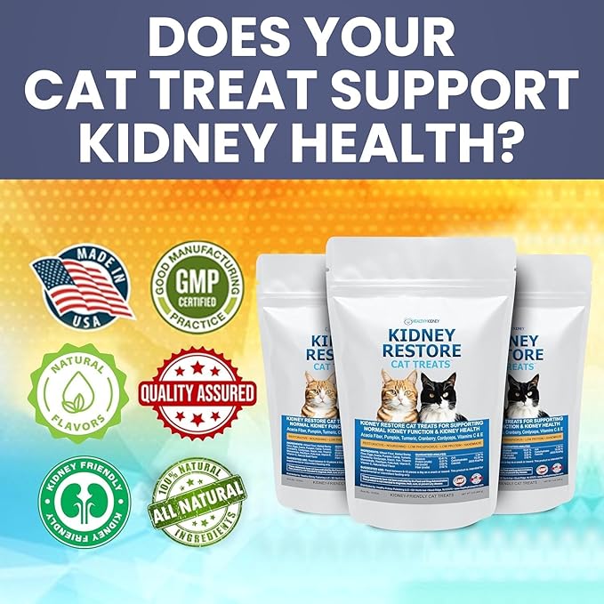 Kidney Restore Chicken Cat Treats for Kidney Support & Function. Feline Kidney Treats, Renal Cat Treats, Low Protein Treats for Kidney Diet Cat Food