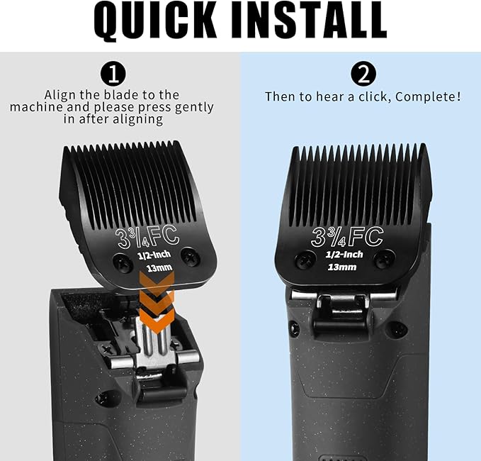 3 Pack 3-3/4FC Detachable Dog Grooming Steel Blades,Compatible with Andis,Oster A5,Wahl KM-10 Series,Cut Length 1/2" 13MM （Black）