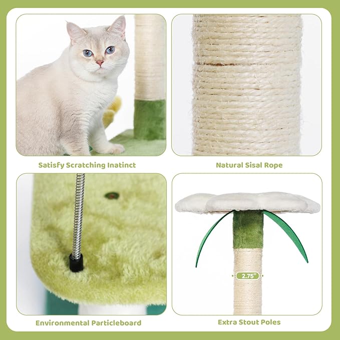 HYABi 40-Inch Avocado Cat Tree Tower - Small Garden Cat Condo with Multi-Level Activity Platform & Scratching Posts, Perfect for Indoor Kittens and Play