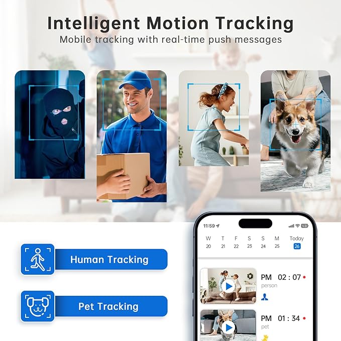 Indoor Camera 5G& 2.4GHz WiFi, 360 Pan/Tilt Cameras for Home Security, 1080P Baby/Pet Camera with Phone App Motion Detection, 2-Way Talk, Night Vision, Siren Alarm, Compatible with Alexa 2Pack