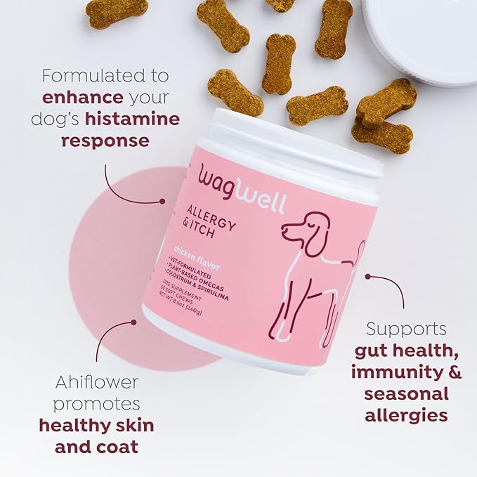 WagWell Ahiflower Omega Oil Dog Chews, Allergy and Itch Chews & Mobility Chews Bundle - Skin, Coat, Hip and Joint Supplement for Dogs - Itch Relief and Digestive Health