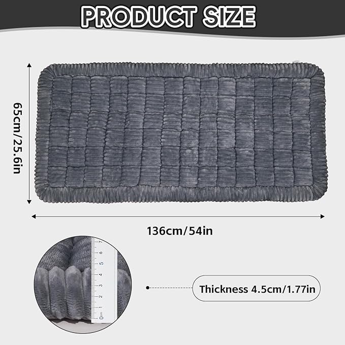 CLKHOWL Dog Car Seat Cover for Back Seat, Dog Bed for Car, Non-Slip Travel Pet Mat, Fit for Backseat Extenders and Seat Protectors (Dark Grey, 25.6x54 inch)