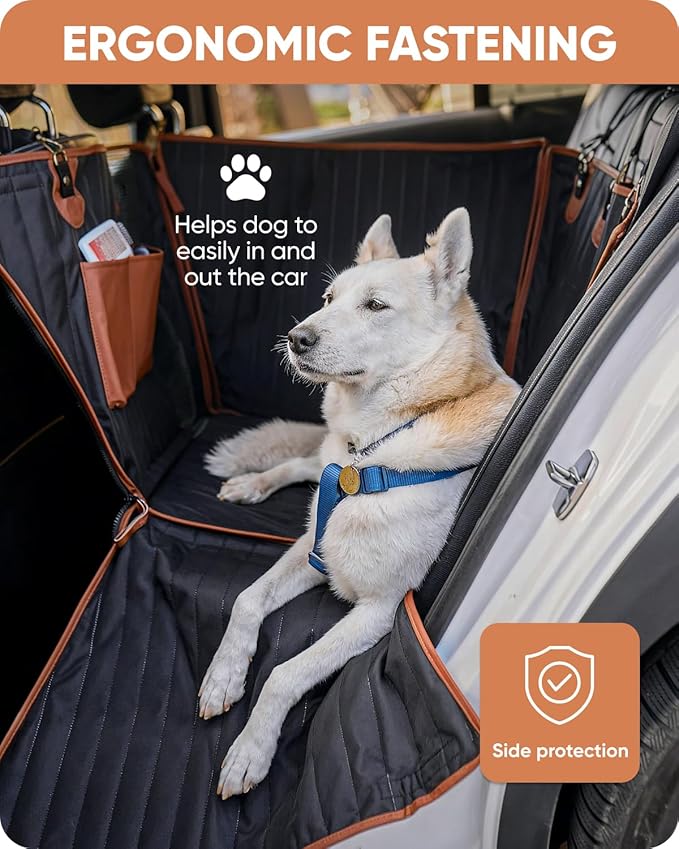 Hard Bottom Car Seat Cover for Dogs | Back Extender for Dogs | Hammock for Car Hard Bottom | Car Cover Back | Dog Seat Cover with 2 Mesh Ventilation Window Black