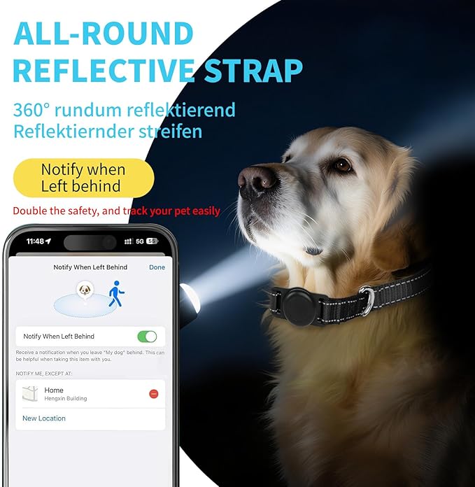 GPS Tracker for Dogs (1 Pack), Mini GPS Cat Tracker, Smart Pet Activity Tracker (iOS Only), No Monthly Fee, Compatible with Apple Find My, Anti-Lost, Finder Tag for Vehicles/Pets/Kids/Items