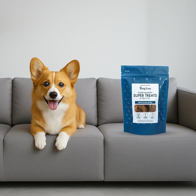 King Lou Pets - Duck Jerky Dog & Cat Treats - Single Ingredient, USA-Made, High Protein, 1 lb