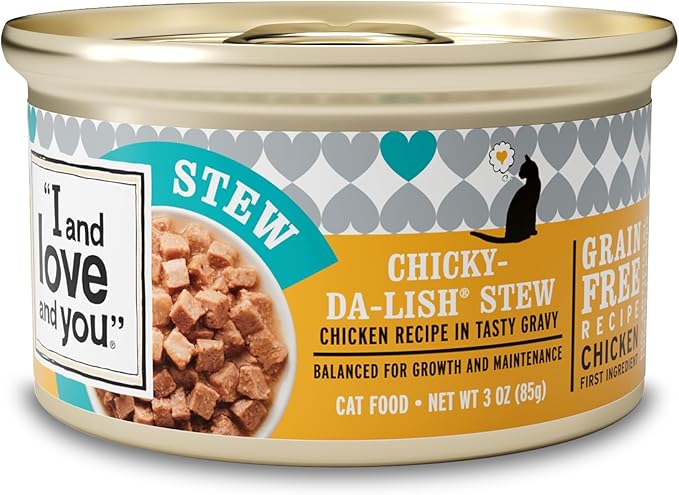 I and love and you Wet Cat Food - Chicky-Da-Lish Stew - Chicken Recipe, Grain Free, Filler Free, 3oz Pack of 24 Cans