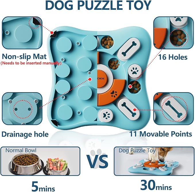 Interactive Dog Treat Puzzle Toys for IQ Training & Mental Stimulating,Fun Slow Feeder,Large Medium Small Dogs Enrichment Toys with Squeak Design