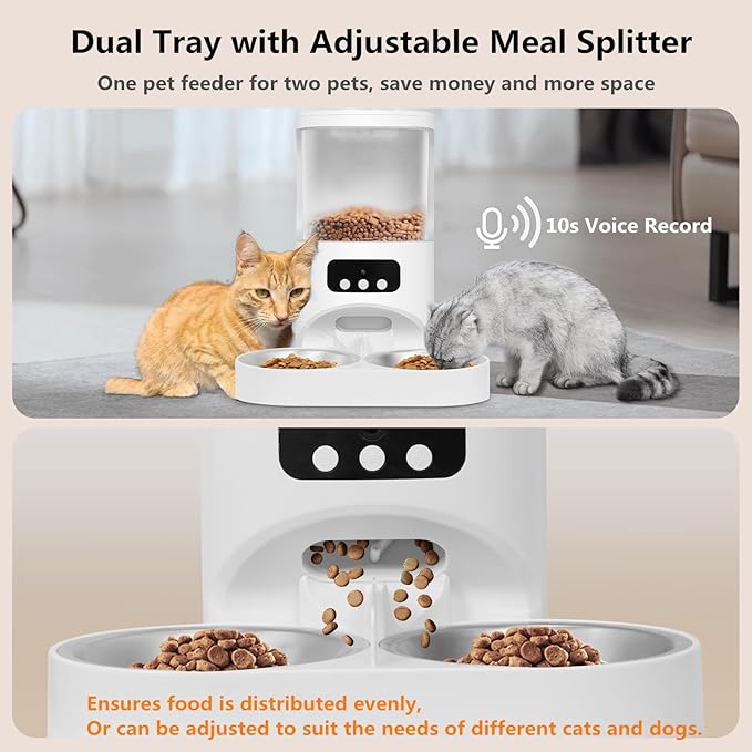 Automatic Cat Feeder with Camera for 2 Cats,1080P HD Video Night Vision Pet Feeder Food Dispenser,5G&2.4GHz WiFi Pet Feeder with 2 Way Audio,Smart App Control 4L Pet Dry Food Dispenser for Cat/Dogs