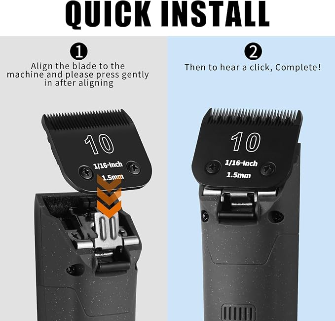 7 Pack Detachable Dog Grooming Steel Blades with Blade case Holder,Compatible with Andis,Oster A5,Wahl KM-10 Series,Cutting Length 1/100" to 1/2"(10+30+40+7FC+5FC+4FC+3-3/4FC-black)