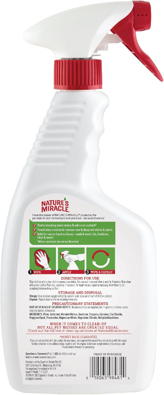 Nature's Miracle Hard Floor Cleaner, 24 Ounces, Dual-Action Stain and Odor Remover Works to Remove Tough Pet Stains and Odors On Sealed Wood and Hard Floor Surfaces