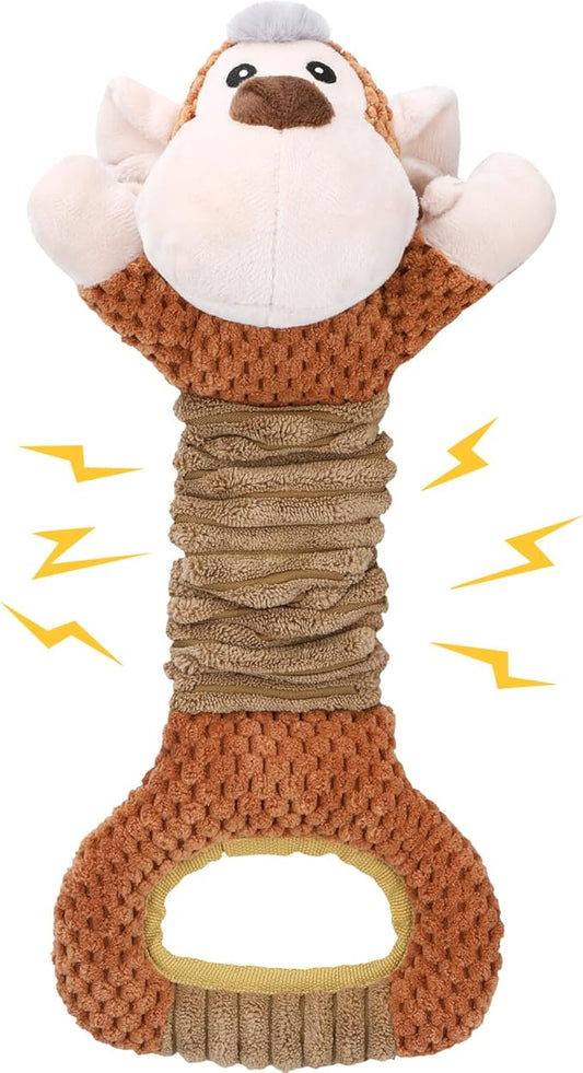 Squeaky Dog Toy with Crinkle Paper, Pull Interactive Plush Chew Toy for Puppies, Small, Medium, Large Dogs - Great for Tug of War and Teeth Cleaning