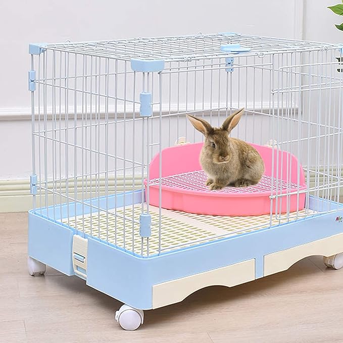 kathson Large Rabbit Litter Box Bunny Corner Toilet Box Potty Trainer Bigger Pet Pan Small Animal Cage Toilet Bedding Box Fanshaped for Adult Guinea Pigs Chinchilla Ferret Galesaur