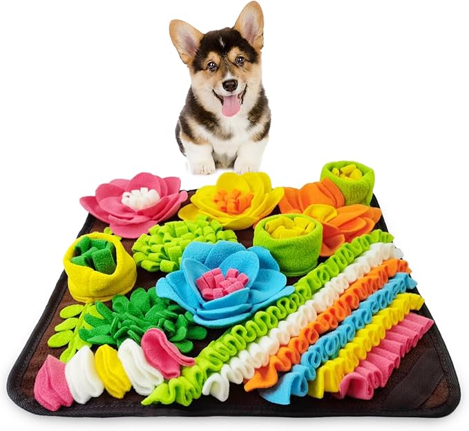 KeeKit Snuffle Mat for Dogs & Cats - Slow Feeding Mat for Small & Medium Breeds, Encourages Natural Foraging Skills, Durable Foraging Mat for Mental Stimulation - Brown