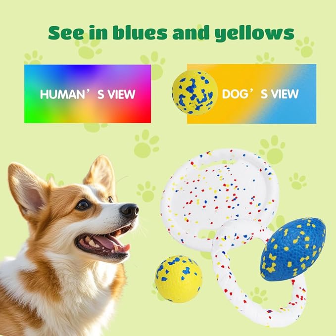 Nobleza Indestructible Fly Disc Ball Toy Set for Dog Pet, 2025 New Poncorn E-TPU Durable Puppy Fetch Outdoor Interactive Toy for Large Medium Small Aggressive Chewers, 4 PCS