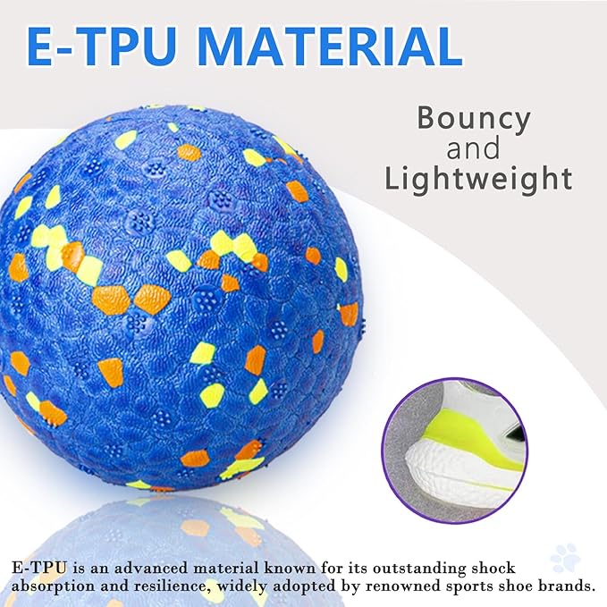 Dog Tennis Balls for Aggressive Chewers, Indestructible Dog Balls for Fetch Game, Durable Bouncy Lightweight Floating Toys (1 Blue + 1 Yellow, Small (2.5" Diameter))