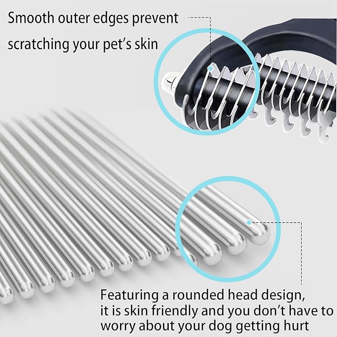 Zoocozy Pet Grooming Combs Kit for Dog Cat, Dog Brush for Shedding, Cat Deshedding Brush for Removal of Long Matted Fur on Pet(Blue)