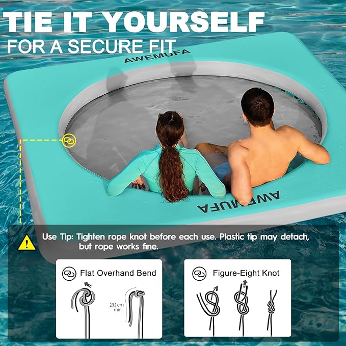 Inflatable Dock Floating Platform with Mesh, Heavy Duty Water Hammock Floats Floating Ring, Tanning Pool Hammock Inflatable Raft Mat Lake Floats for Adults Ocean