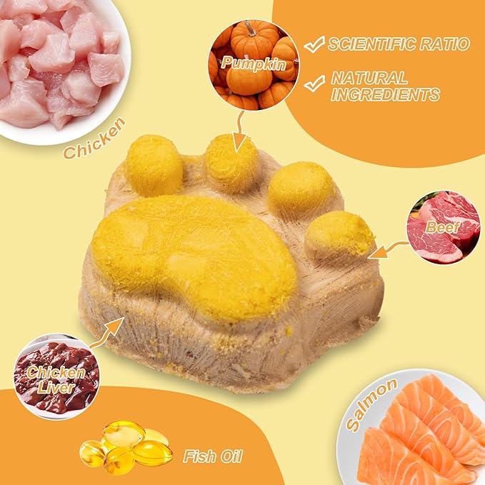 Freeze Dried Cat & Dog Treats with Pumpkin - Natural Chicken, Salmon, Beef Liver & Fish Oil for Digestion Gut Health (14 pcs)