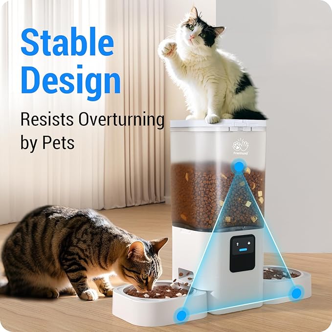 Automatic Cat Feeders 2 Cat with Slow Feed: Dual Automatic Dog Feeder with 5G WiFi, cat Food Dispenser with Alexa for Multiple Pets, Detachable for Easy Clean - 29 Cup（7L Large Capacity）