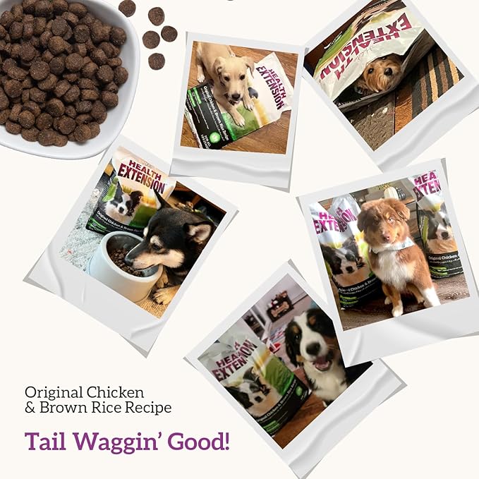 Health Extension Original Chicken & Brown Rice Dry Dog Food (30 lb / 13.61 kg) - Protein-Packed Formula with Probiotics, Omega 3 for Holistic Health in Dogs of All Life Stages