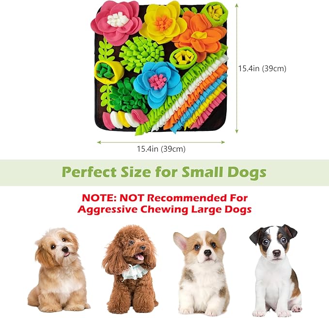 KeeKit Snuffle Mat for Dogs & Cats - Slow Feeding Mat for Small & Medium Breeds, Encourages Natural Foraging Skills, Durable Foraging Mat for Mental Stimulation - Brown