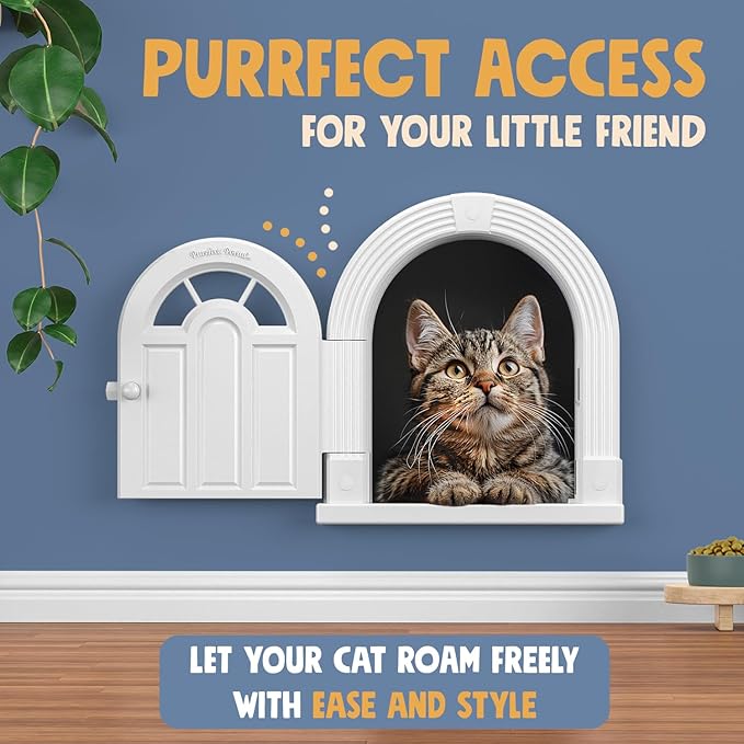 Large Cat Door for Wall Interior, Stylish & Functional Pet Door, No Training Needed Easy DIY Installation, No-Flap, Perfect for Privacy & Safety, Spacious, Fits Cats Up to 20 Lbs