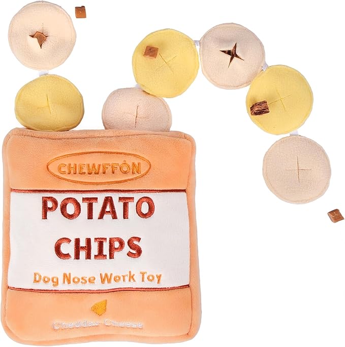 Dog Enrichment Puzzle Toys, Interactive Snuffle Crinkle Treat Toy for Boredom and Mental Stimulating, Nose Work Potato Chips Dog Toy for Small, Medium and Large Dogs