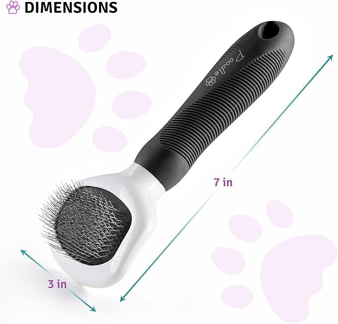 Poodle Pet Slicker Brush - For Dogs, Cats, and Rabbits - Removes Matted Fur, Knots, and Loose Hair - Suitable for Grooming Doodles and Goldendoodles with Short or Long Hair