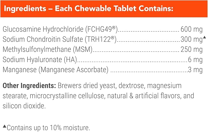 Nutramax Cosequin Maximum Strength Joint Health Supplement for Dogs - With Glucosamine, Chondroitin, and MSM, 60 Chewable Tablets