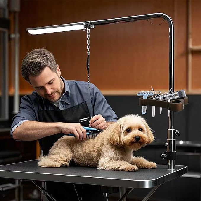 Adjustable Pet Grooming Organizer - Multi-Compartment Holder for Brushes, Scissors and Grooming Accessories