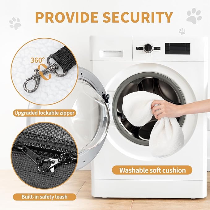 ‌Petsfit Airline Approved Pet Carrier for Small Cats, 16.5x8.6x11 TSA Approved Carrier, with Removable Dual-Sided Padding (2-Way Placement) - Fits Under Most Airplane Seats, Escape Proof (Black)