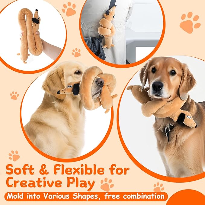 Squeaky Plush Dog Toy for Aggressive Chewer, Stuffed Animal Toy with Squeaker, Durable Interactive Puppy Chew Toy for Boredom, tug-of-war, Small Medium Large Breed(39.5“ Long Dog)