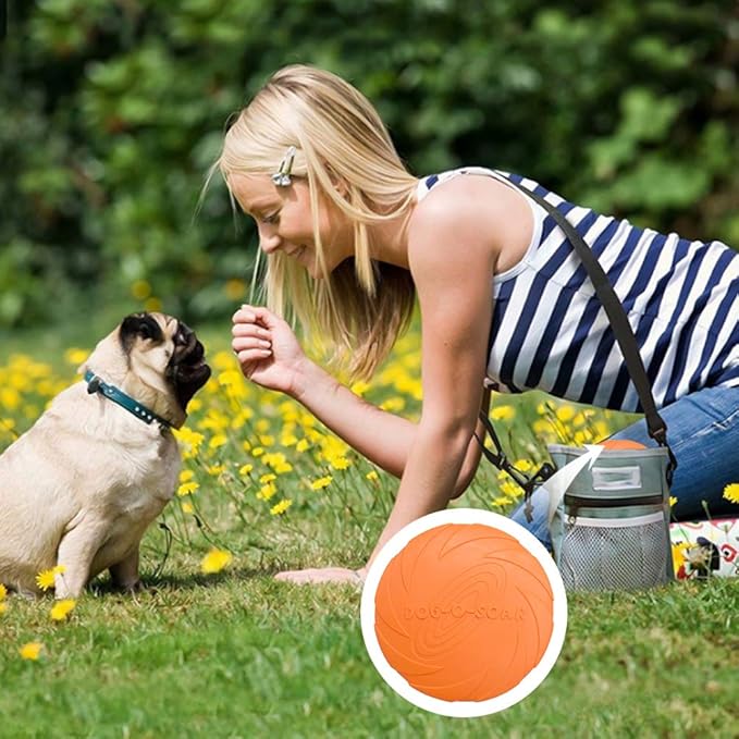 Dog Flying Discs 8.7inches Durable Pet Interactive Toys Soft Rubber for Medium Large Breeds Training Outdoor Flight Orange
