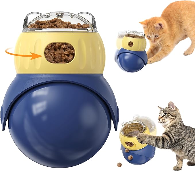 Cat Interactive Puzzle Toy, Adjustable Treat Dispenser for Indoor Cats, Safe Material Kitty Enrichment Toy for IQ Training, Mental Stimulation, Relieve Boredom, Gifts