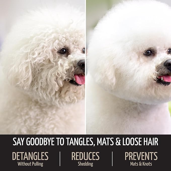 Tauro Pro Line Wooden Deshedding Dog Brush for Long Goldendoodle, Labradoodle & Poodle Hair - Brown Slicker Brush for Dog & Cat Grooming - Square Flexible Cushion & Non-Slip Grip, L