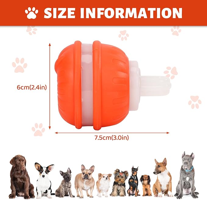 Interactive Dog Ball Random Path Electric Automatic Moving and Rolling Dogs Toy with Rope Dog Squeaky Ball for Large Puppy Dogs for Boredom Relief