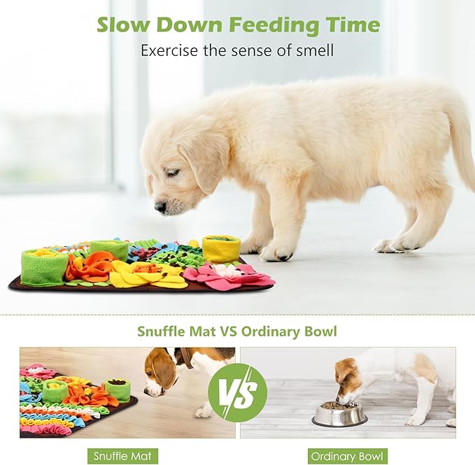 KeeKit Snuffle Mat for Dogs & Cats - Slow Feeding Mat for Small & Medium Breeds, Encourages Natural Foraging Skills, Durable Foraging Mat for Mental Stimulation - Brown