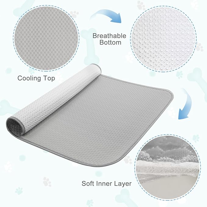 Summer Dog Cooling Mat Washable Ice Silk Self Cool Pad for Large Dogs and Cats, 59x40in Pet Sleeping Pad for Crate, Bed, Indoor & Outdoor Floor, Car Seats