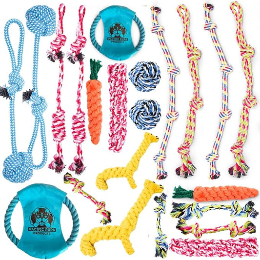 Pacific Pups Products Dog Rope Toys for Medium Dogs 11 Pack (2 Pack)